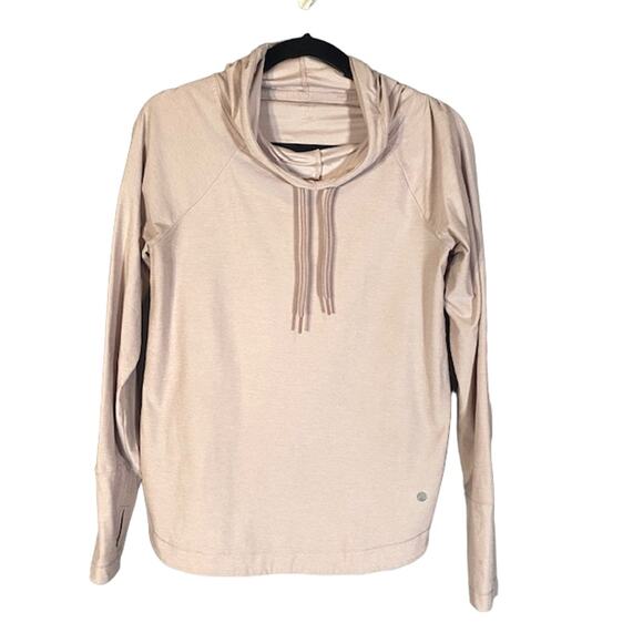 Apana Blush Pink Cowl Neck Athletic Long Sleeve Hooded Sweatshirt Women Sz S - Picture 8 of 11